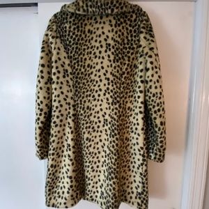 Leopard Faux Fur Tailored Stroller Coat